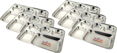 Rishabh Gold Lunch/Dinner Plate / Bhojan Thali 5 in 1 Compartments , No of Pcs (6) Dinner Plate(Pack of 6)