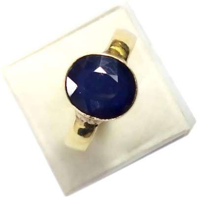 PRIYANSHU NAVRATN Lab Certified Blur Stone Neelam Ring 5.25 - 6.00 Ratti Natural Blue Sapphire Neelam Ring Panchdhatu Gold Plated Adjustable Ring For Men and Women Alloy Sapphire Gold Plated Ring