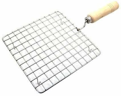 MSM ZONE Stainless Steel net with Wooden Handle Barbeque Jali Roti Roast Grill Papad Roaster Chapati Toast Grill paneer tandoor net - (Large) 1 kg Roaster(Multicolor)