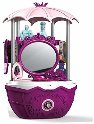 KGINT 2 in 1 Girls Role Play 30 Pieces Surprise Princess Dresser Toys Travel Storage Pretend Makeup for Kids