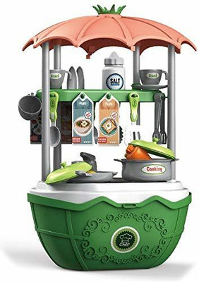 KGINT 2in1 Surprise Cooking 46 Pieces Food Big Kitchen Car Pretend Cooking Play Set Toys for Kids Girls