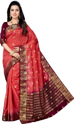 M.S.RETAIL Self Design Kanjivaram Silk Blend Saree(Magenta, Pink)