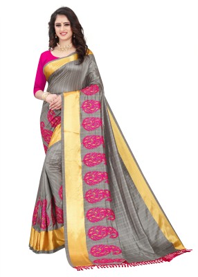 VBHP FASHION Embroidered Bollywood Silk Blend Saree(Grey)