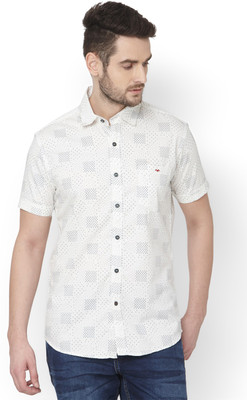 MUFTI Men Printed Casual White Shirt