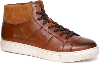 Bodega Real Leather Men Tan Casual Ankle Sneaker High Tops For Men(Tan , 6)