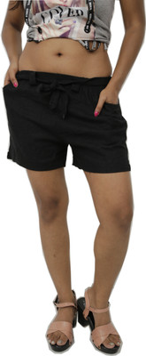 rayie collection Solid Women Black Basic Shorts