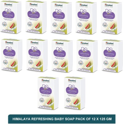 HIMALAYA refreshing baby soap with watermelon, khus khus and neem extracts(pack of 12)125g(12 x 125 g)
