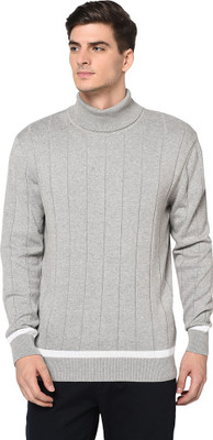 ARMISTO Self Design Turtle Neck Casual Men Grey Sweater