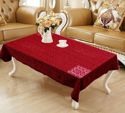 WEAVERS VILLA Cotton 4 Seater Floral Table Cover(Maroon)