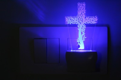 AFAST 3D Illusion Holy Cross Hidden Treen LED Night Lamp_VX6 Night Lamp(10 cm, White)