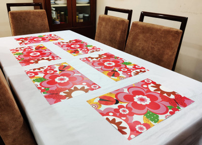 Groki Rectangular Pack of 8 Table Placemat(Multicolor, PVC)