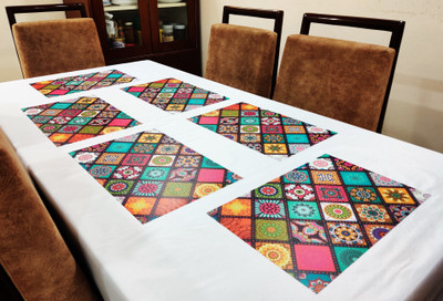 Groki Rectangular Pack of 8 Table Placemat(Multicolor, PVC)