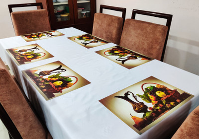 Groki Rectangular Pack of 6 Table Placemat(Multicolor, PVC)