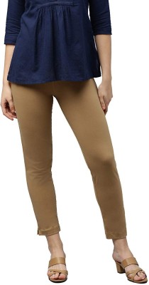 Lyra Slim Fit Women Cream Trousers