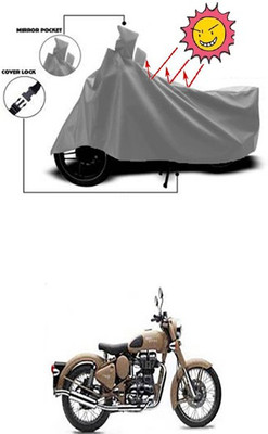 Wild Panther Two Wheeler Cover for Royal Enfield(Classic 500, Grey)