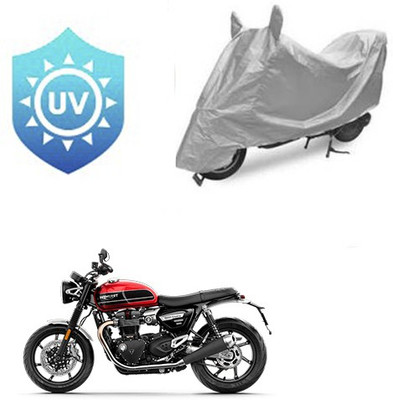 SRENTERPRISES Two Wheeler Cover for Triumph(Twin, Silver)