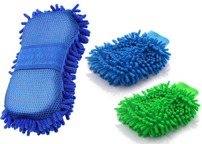 Jeeya Microfiber Vehicle Washing  Hand Glove(Pack Of 3)