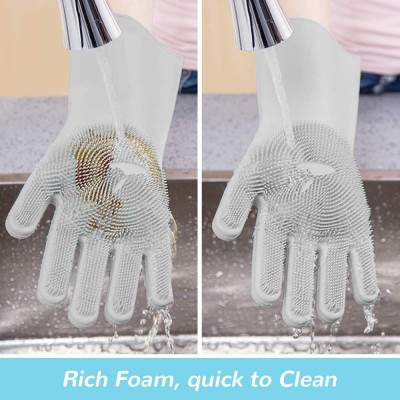 RBGIIT Magic Silicone Gloves Scrubbing Gloves for dishes, dishwashing gloves with scrubbers, dish gloves for kitchen, car wash, and pet care Wet and Dry Glove Set(Medium Pack of 4)