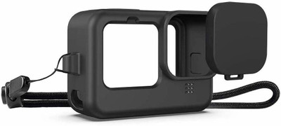 Breuk Silicone Protective Case Cover for Gopro Hero 12 / Hero 11 / Hero 10 / Hero 9 Black, Silicone Sleeve with Lanyard Lens Cap  Camera Bag(Black)