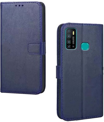 Niger Flip Cover for Infinix Hot 9 Faux leather with Magnetic Wallet(Blue, Cases with Holder, Pack of: 1)