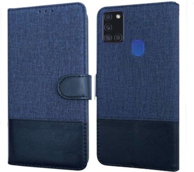 Spicesun Flip Cover for Samsung Galaxy A21s(Blue, Dual Protection, Pack of: 1)