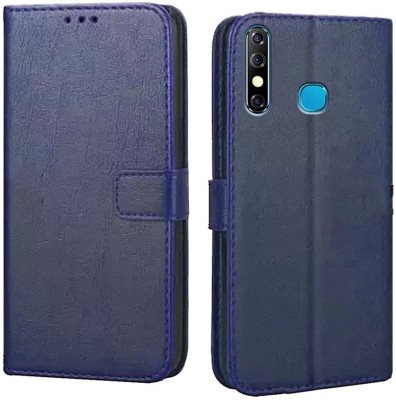 Incomparable Flip Cover for Infinix Hot 8 Faux leather with Magnetic Wallet(Blue, Cases with Holder, Pack of: 1)