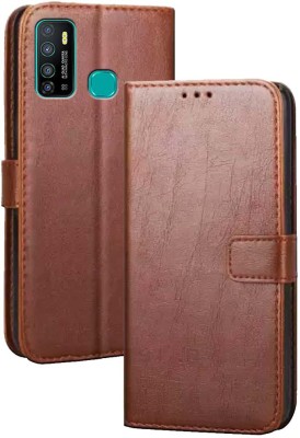 MV Flip Cover for Infinix Hot 9(Brown, Cases with Holder, Pack of: 1)