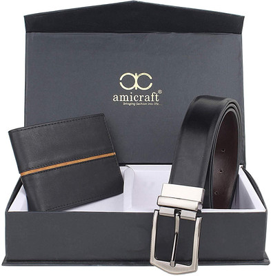 Amicraft Wallet & Belt Combo(Black, Black)