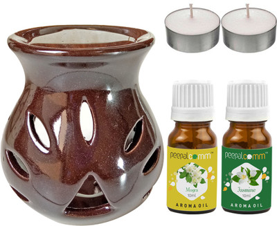 PeepalComm Mogra, Jasmine Diffuser Set PC-TDIFF97_BROWN_2TL_MOG-JAS(2 x 10 ml)
