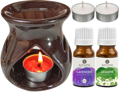 Aatiutik Lavender, Jasmine Diffuser Set AT-TDIFF97-BROWN-2TL-LV-JAS(5 x 4 ml)