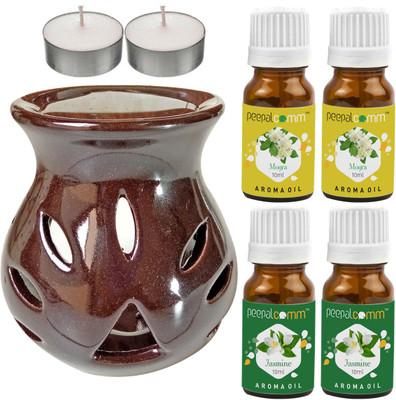 PeepalComm Jasmine, Mogra Diffuser Set PC-TDIFF97_BROWN_2TL_2JAS-2MG(4 x 10 ml)