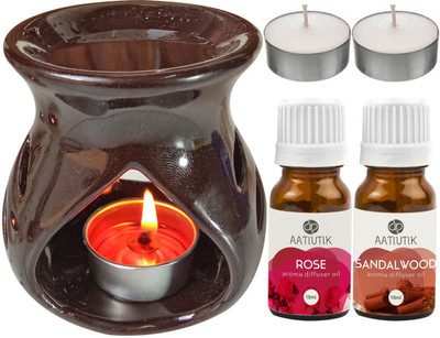 Aatiutik Rose, Sandalwood Diffuser Set AT-TDIFF97-BROWN-2TL-RS-SW(5 x 4 ml)