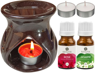 Aatiutik Rose, Jasmine Diffuser Set AT-TDIFF97-BROWN-2TL-RS-JAS(5 x 4 ml)