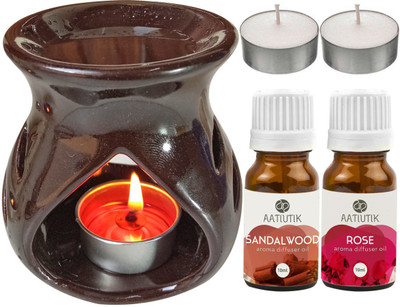 Aatiutik Sandalwood, Rose Diffuser Set AT-TDIFF97-BROWN-2TL-SW-RS(5 x 4 ml)