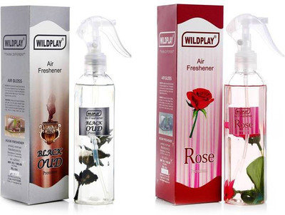 Wildplay Black Oud & Rose Room Air Freshener Spray Combo Room freshener 250ml Black Oud, 250ml Rose(2 x 250 ml)