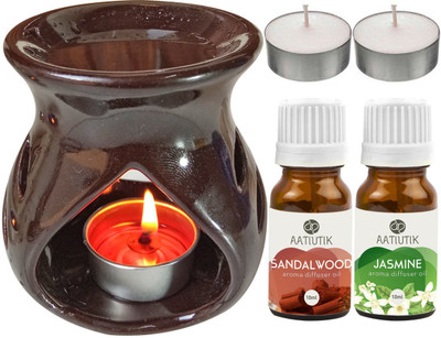 Aatiutik Sandalwood, Jasmine Diffuser Set AT-TDIFF97-BROWN-2TL-SW-JAS(5 x 4 ml)