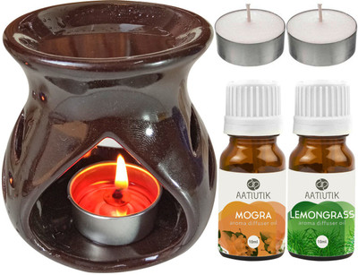 Aatiutik Mogra, Lemongrass Diffuser Set AT-TDIFF97-BROWN-2TL-MOG-LG(5 x 4 ml)