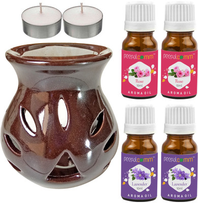 PeepalComm Lavender, Rose Diffuser Set PC-TDIFF97_BROWN_2TL_2LV-2RS(4 x 10 ml)