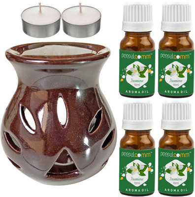 PeepalComm Jasmine Diffuser Set PC-TDIFF97_BROWN_2TL_4JAS(4 x 10 ml)
