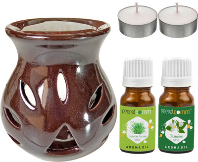 PeepalComm Lemongrass, Jasmine Diffuser Set PC-TDIFF97_BROWN_2TL_LG-JAS(2 x 10 ml)