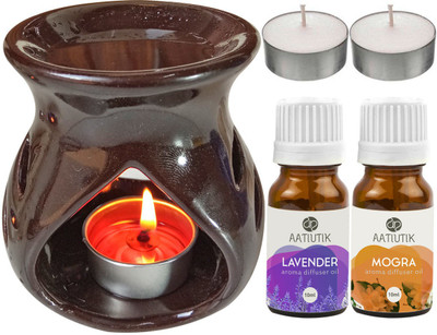 Aatiutik Lavender, Mogra Diffuser Set AT-TDIFF97-BROWN-2TL-LV-MOG(5 x 4 ml)