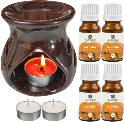Aatiutik Mogra Diffuser Set AT-TDIFF97-BROWN-2TL-4MOG(7 x 5.71 ml)