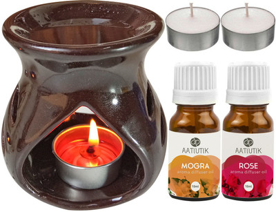 Aatiutik Mogra, Rose Diffuser Set AT-TDIFF97-BROWN-2TL-MOG-RS(5 x 4 ml)