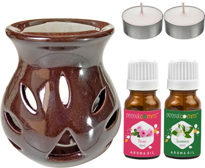 PeepalComm Rose, Jasmine Diffuser Set PC-TDIFF97_BROWN_2TL_RS-JAS(2 x 10 ml)