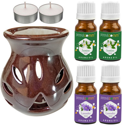 PeepalComm Lavender, jasmine Diffuser Set PC-TDIFF97_BROWN_2TL_2LV-2JAS(4 x 10 ml)