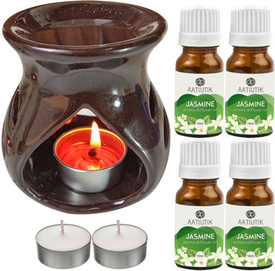 Aatiutik Jasmine Diffuser Set AT-TDIFF97-BROWN-2TL-4JAS(7 x 5.71 ml)