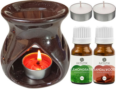 Aatiutik Lemongrass, Sandalwood Diffuser Set AT-TDIFF97-BROWN-2TL-LG-SW(5 x 4 ml)