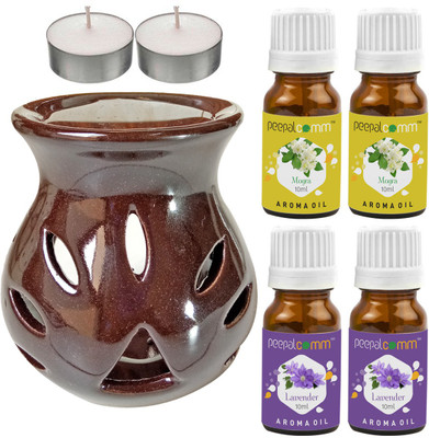 PeepalComm Lavender, Mogra Diffuser Set PC-TDIFF97_BROWN_2TL_2LV-2MOG(4 x 10 ml)