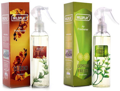 Wildplay Turbo & Lemon Room Air Freshener Spray Combo Room freshener 250ml Turbo, 250ml Lemon fresh(2 x 250 ml)