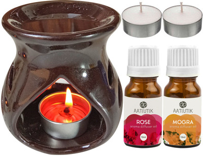 Aatiutik Rose, Mogra Diffuser Set AT-TDIFF97-BROWN-2TL-RS-MOG(5 x 4 ml)